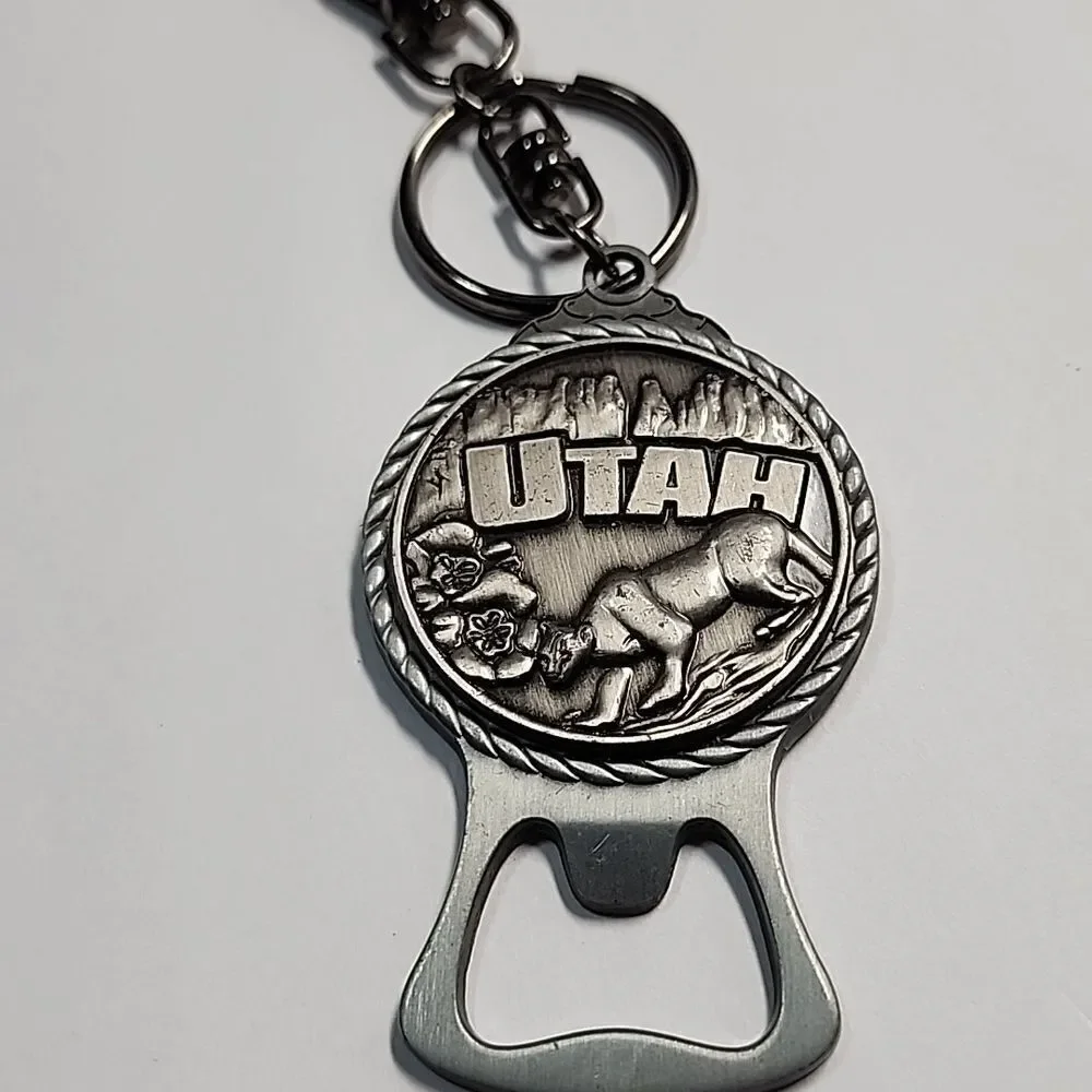 Vintage Collection Utah Silver Keychain Bottle Opener